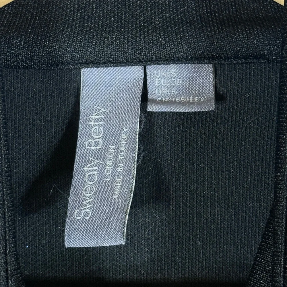 Sweaty Betty Women‎ 6 Black Full Zip Crop Track Jacket Athletic Performance - Picture 6 of 7